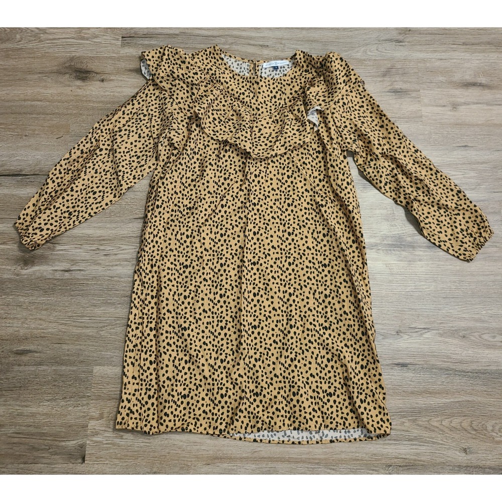 Michelle McDowell size S Animal print Ruffle Shift Dress Long sleeve - Picture 2 of 6